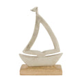 Boot alu met hout 16x5x25cm zilver