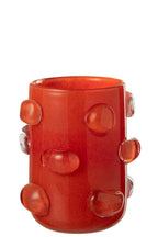 J-Line vaas Aruna - glas - rood - small - Ø 19 cm