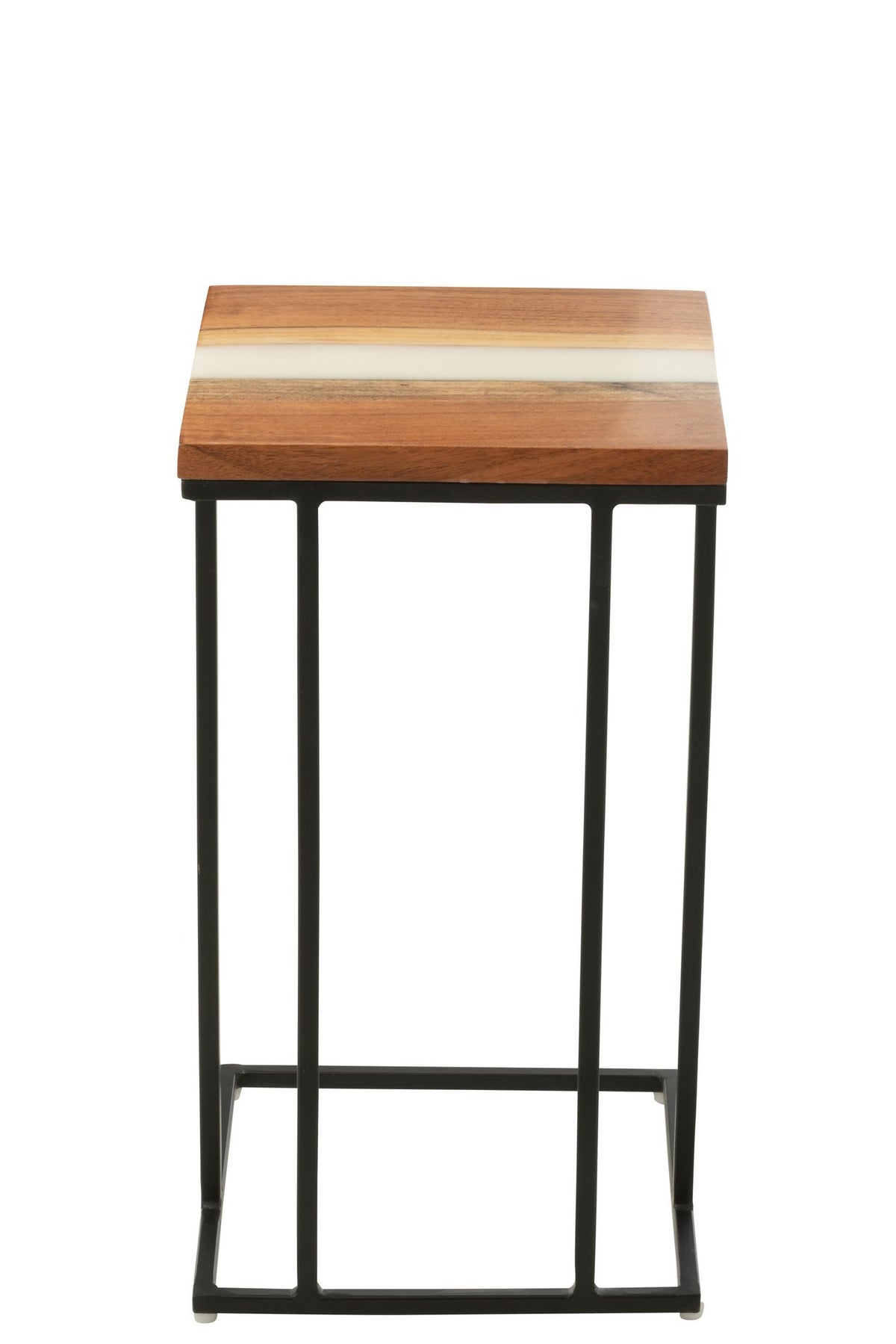 J-Line bijzettafel Vierkant - hout/epoxyhars - naturel/wit