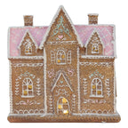 Gingerbread house met LED 21x8x20 cm Bruin Kunststof
