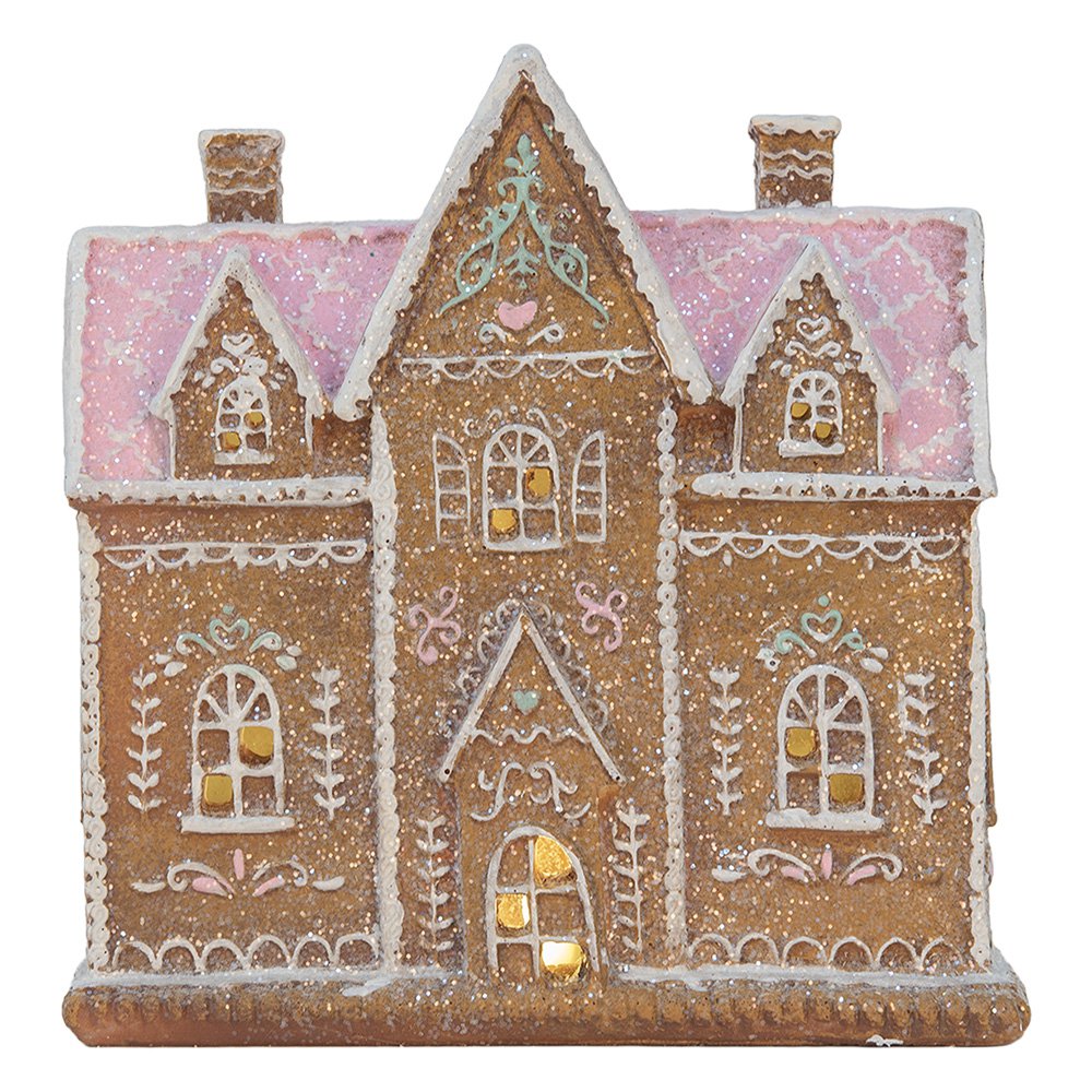 Gingerbread house met LED 21x8x20 cm Bruin Kunststof