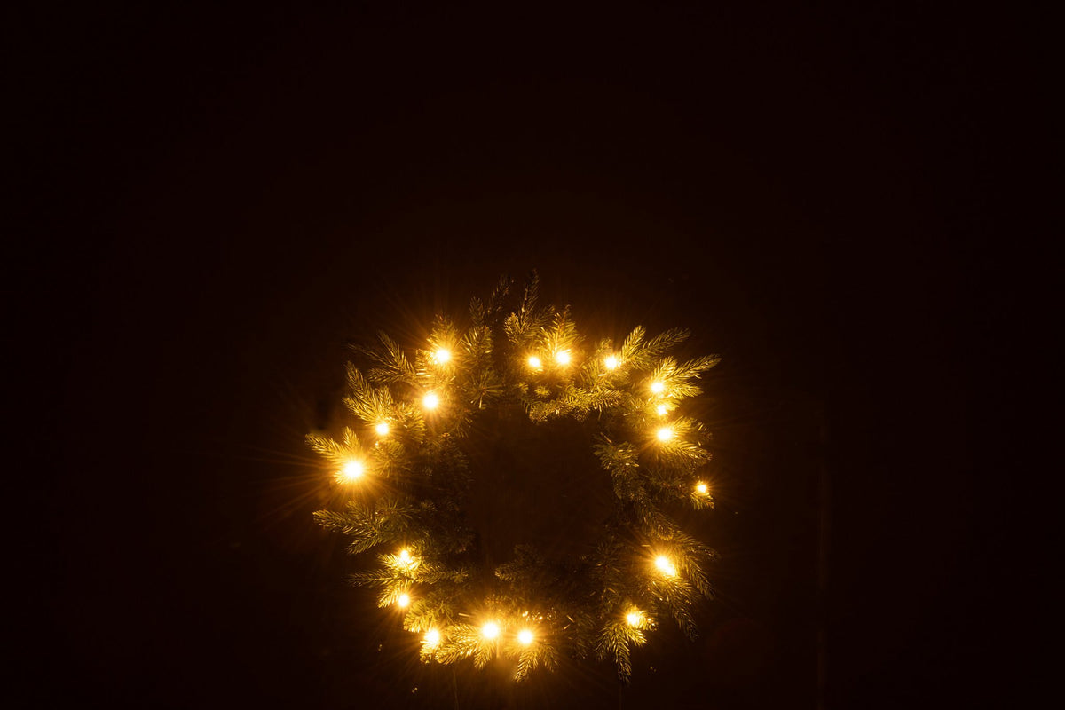 J-Line decoratie krans 20 LED - kunststof - groen - S