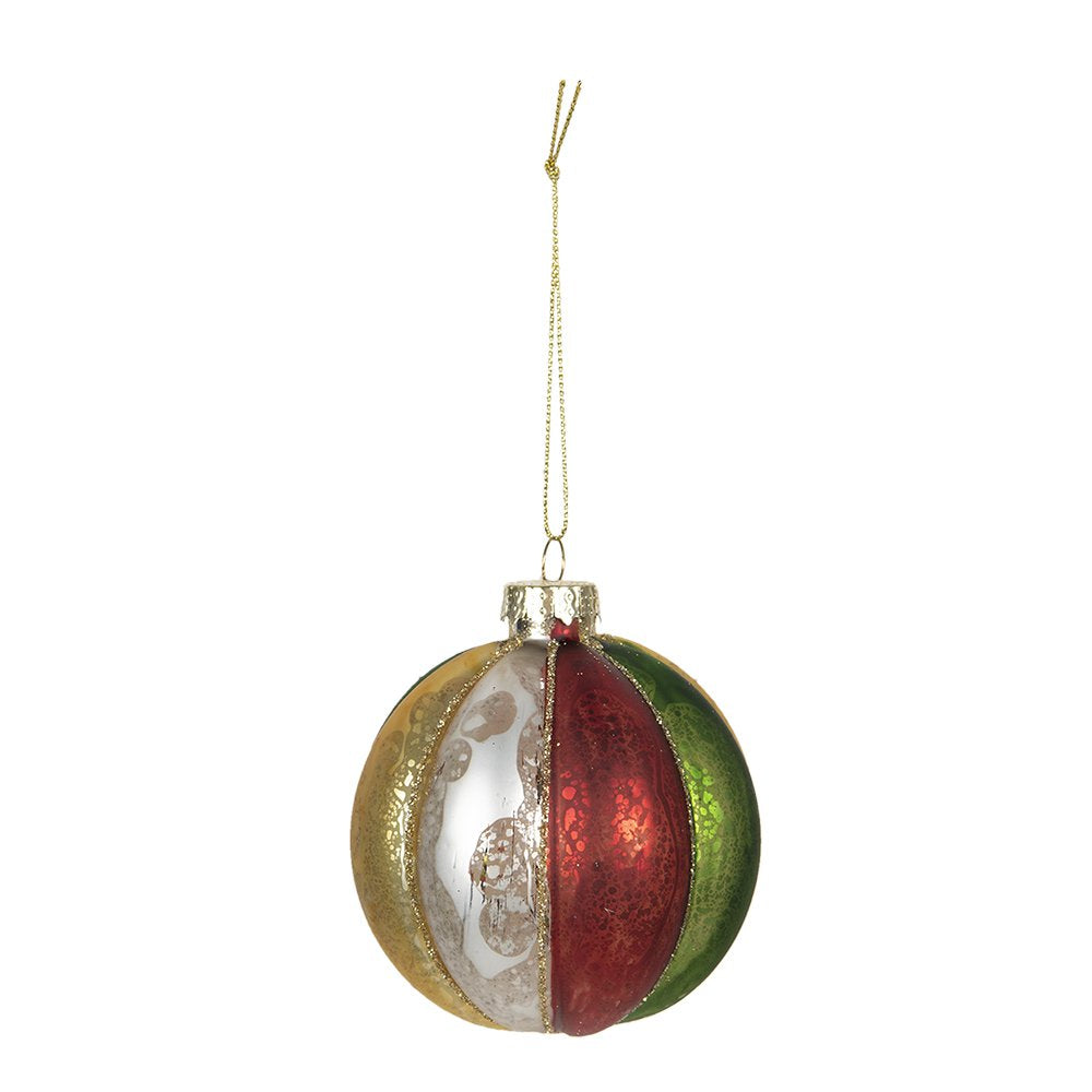 Kerstbal Set van 4 Ø 8 cm Rood Groen Glas Kerstboomversiering