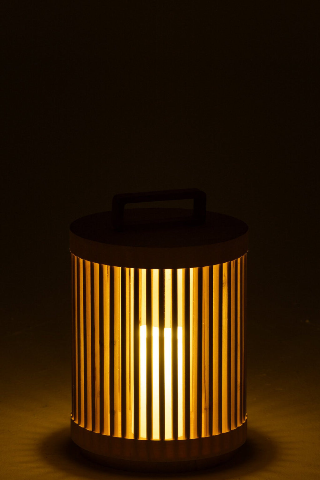 J-Line lamp Cylinder - sparhout - naturel - large - LED lichtjes