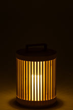 J-Line lamp Cylinder - sparhout - naturel - large - LED lichtjes