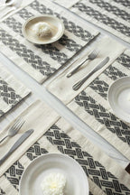 Kala katoenen tafelplacemat met handgeweven jacquardpatch - Set van 2