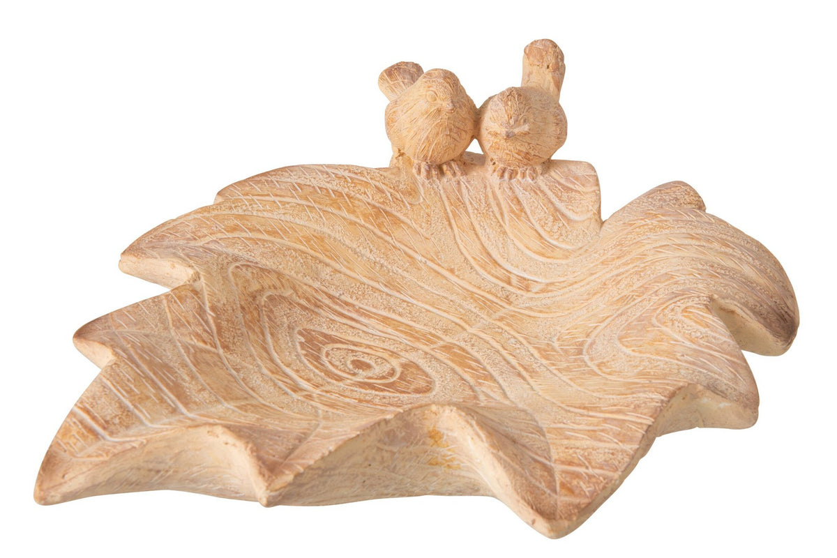 J-Line dienblad Blad + Vogel - magnesiumoxide - beige - L