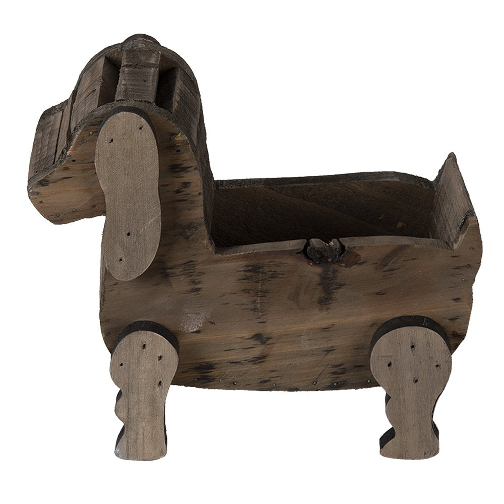 Bloempot 26x12x11 cm Bruin Hout Hond Bloempot Binnen