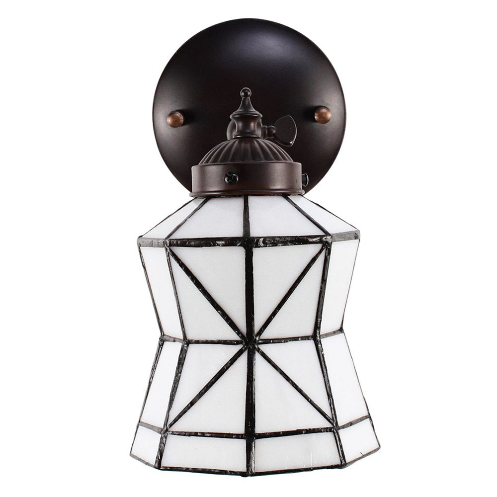 Wandlamp Tiffany 17x12x23 cm Wit Bruin Glas Muurlamp