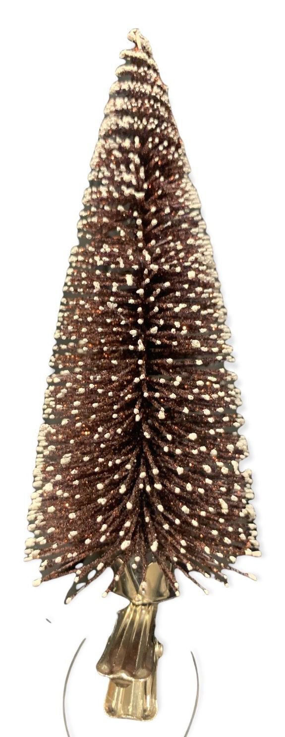 Kunst dennenboom glitter op clip 6st 13x5cm donker rood