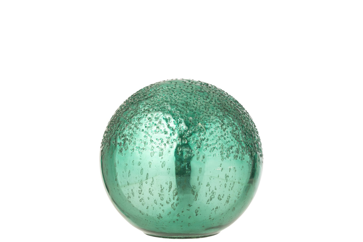 J-Line decoratie Bal Gekraakt - glas - groen - S - LED
