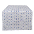 Tafelloper 50x140 cm Wit Blauw Katoen Roosjes