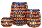 J-Line windlicht Mozaiek Druppel - glas - oranje/blauw - large
