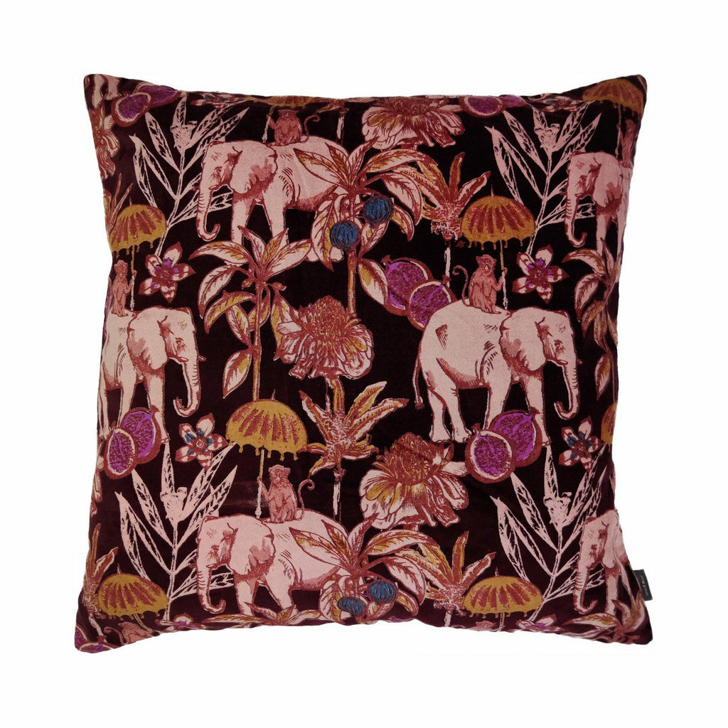 Elephant Print kussen bordeaux 60x60cm