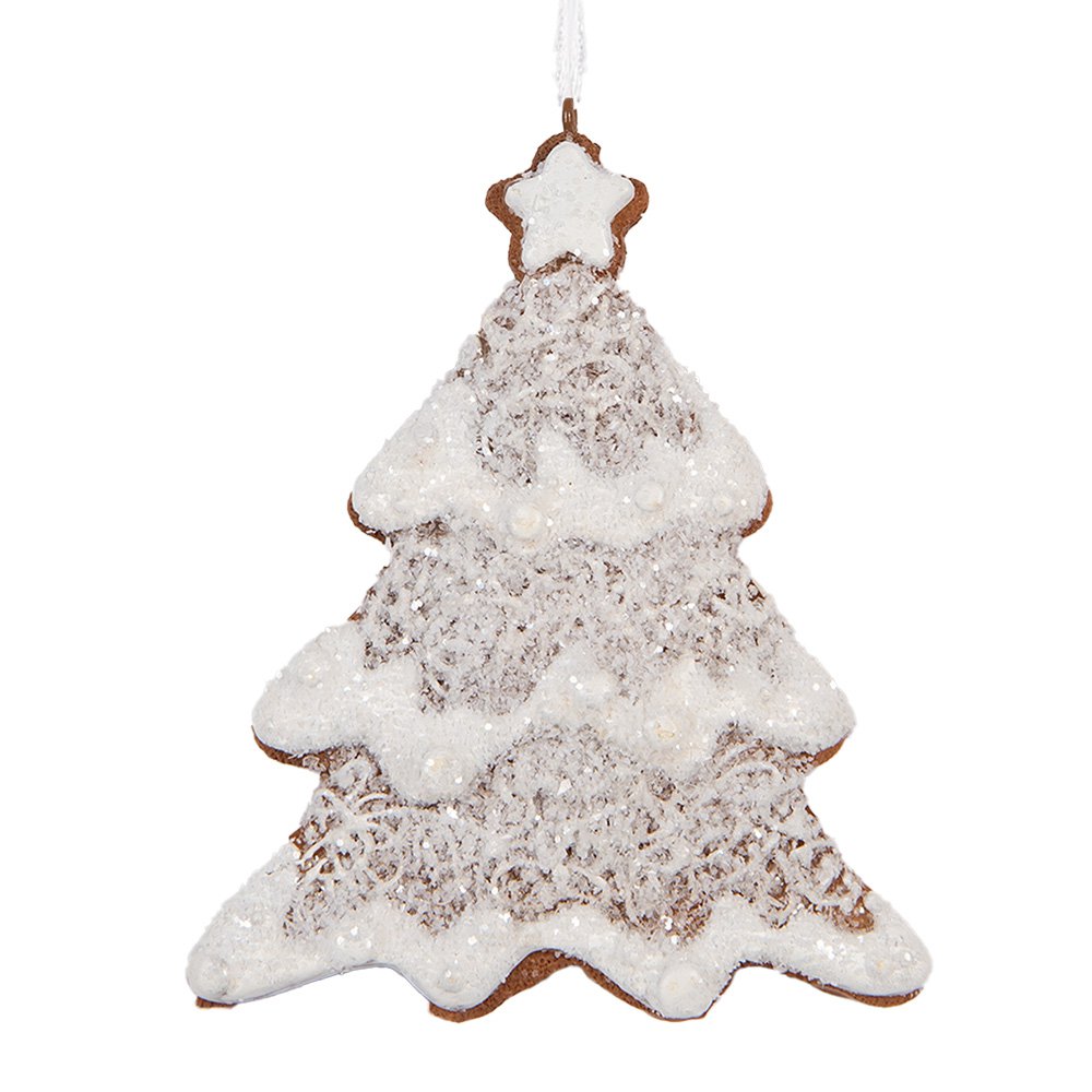 Kersthanger Kerstboom 9x1x10 cm Wit Bruin Kunststof