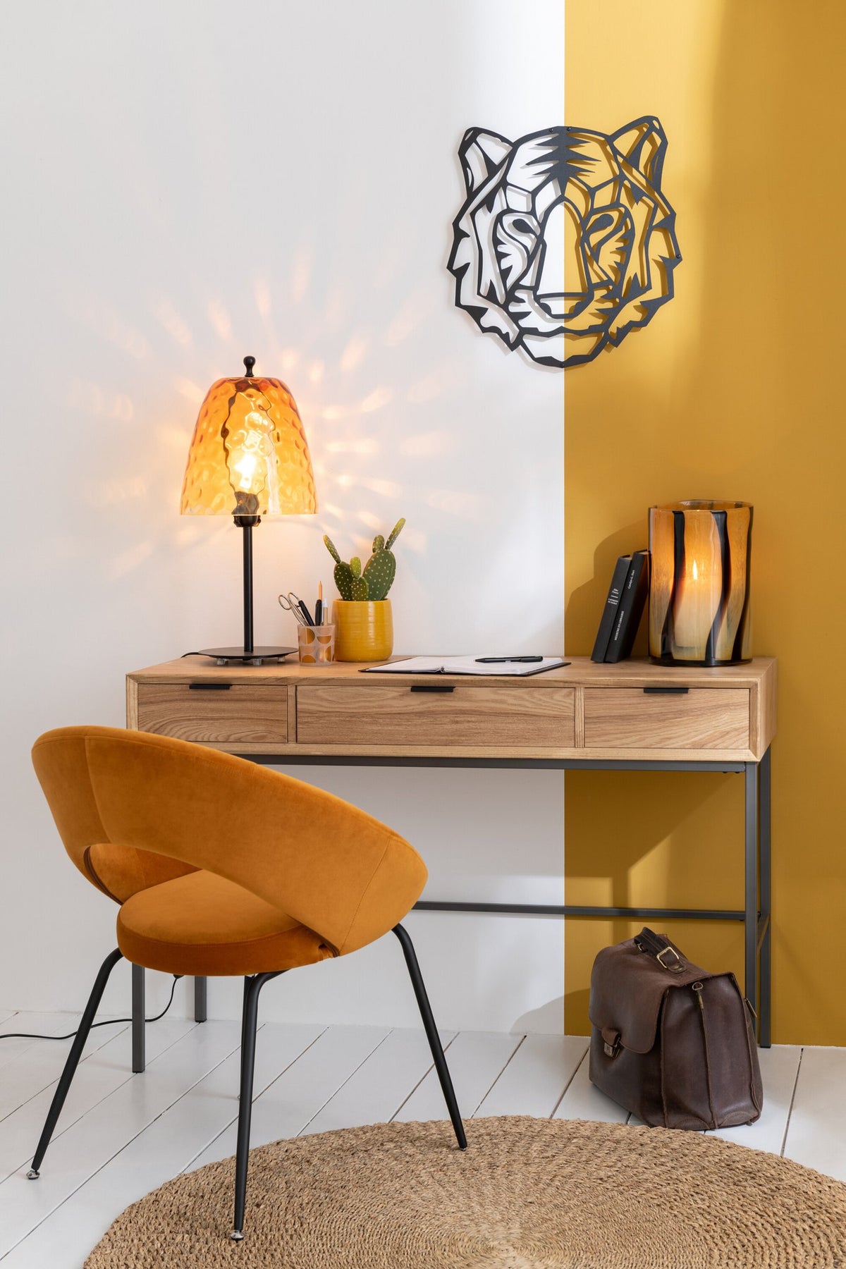 J-Line wanddecoratie Tijger - metaal - zwart