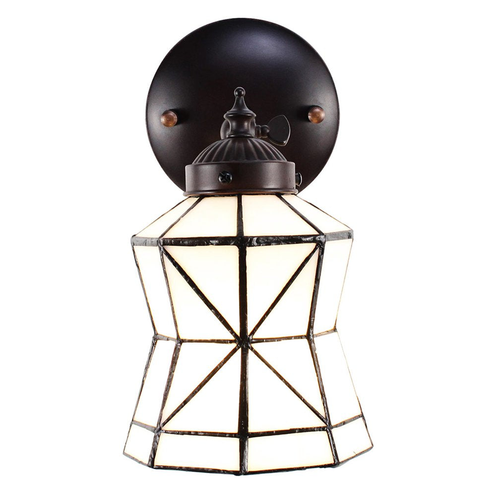 Wandlamp Tiffany 17x12x23 cm Wit Bruin Glas Muurlamp