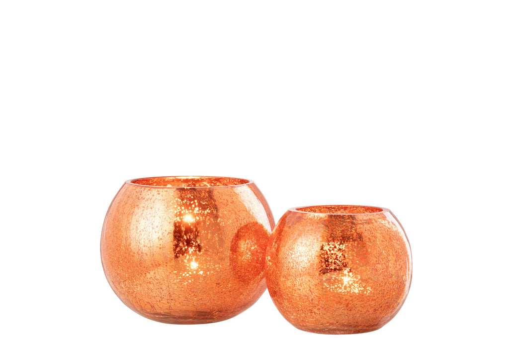 J-Line windlicht Bal Craquelé - glas - goud - large