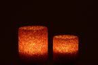 J-Line theelichthouder - steen/glas - roestbruin - set van 2