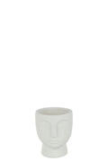 J-Line bloempot Gezicht - cement - wit - small - Ø 14.5 cm