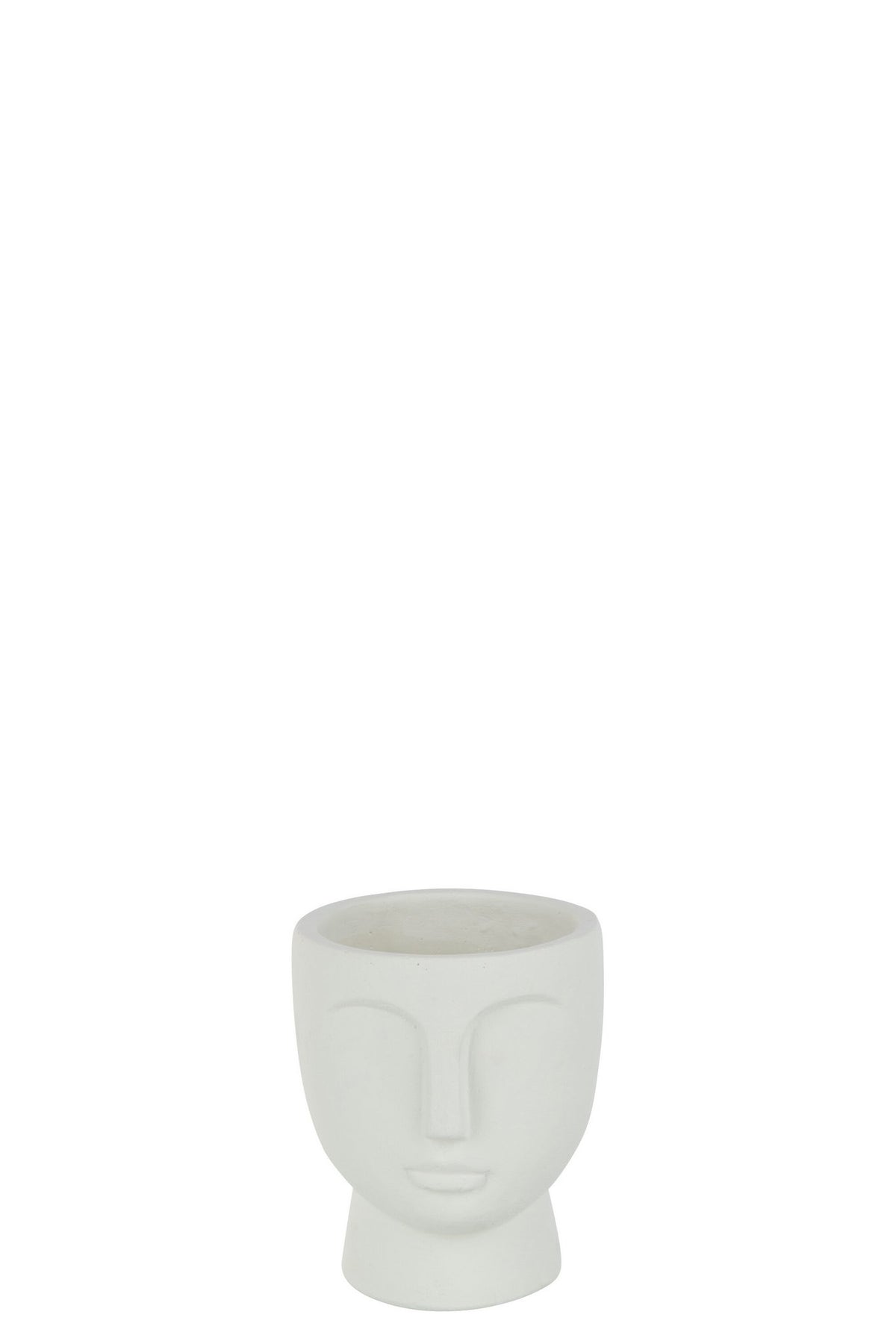 J-Line bloempot Gezicht - cement - wit - small - Ø 14.5 cm