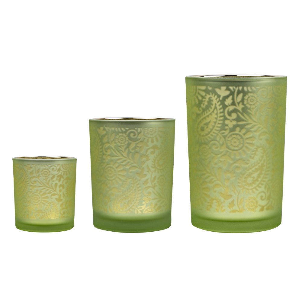 Theelichthouder paisley lime large 18cm*