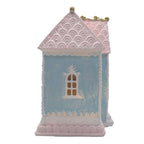 Gingerbread house met LED 12x9x15 cm Blauw Polyresin