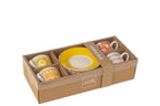 J-Line Set 4 Tassen + Schotel Doos Keramiek Mix Small