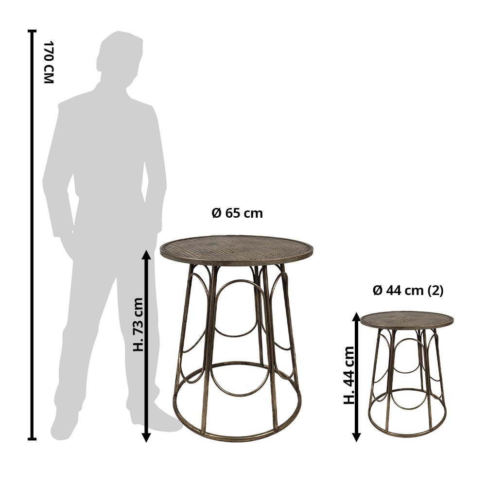 Tafel + 2 krukjes Ø 65x73 cm / Ø 44x44 cm (2)