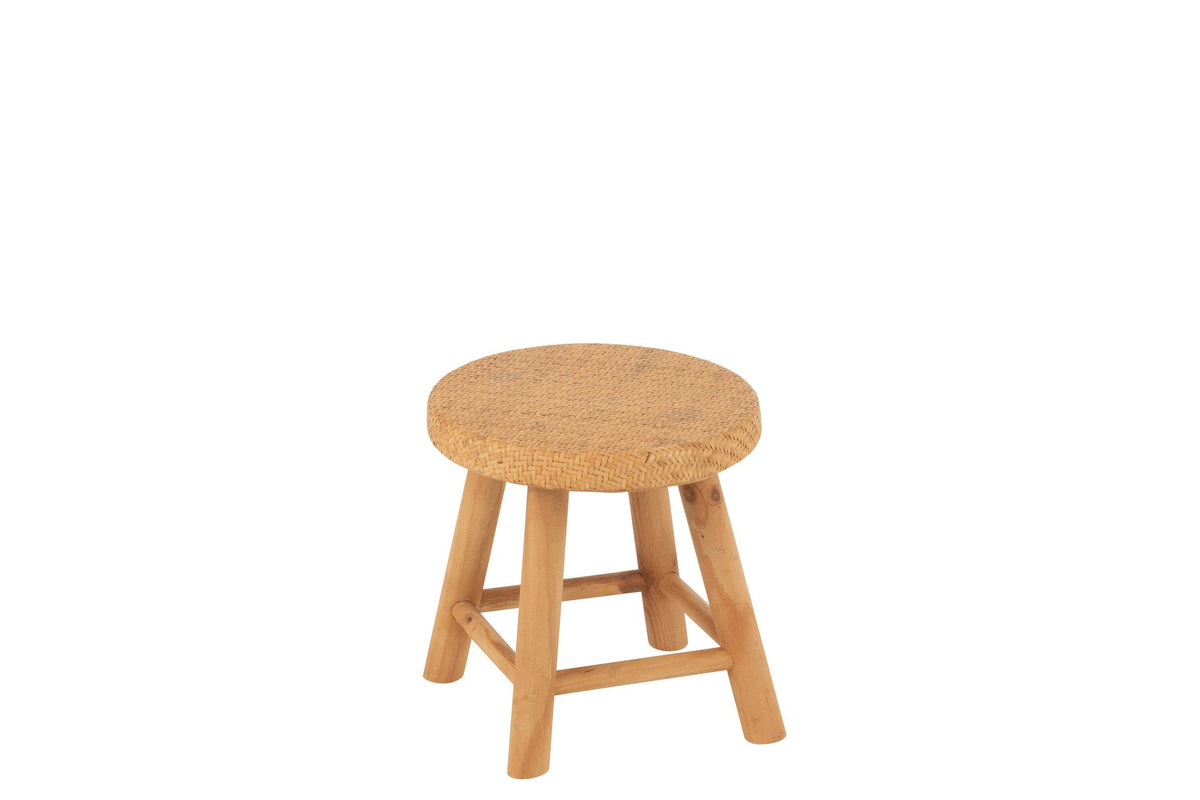 J-Line Kruk Rond Riet/Sparhout Naturel
