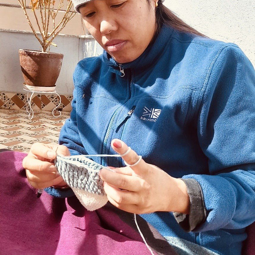 Luna-Leena vis wanddecoratie groot - grijs - biologisch katoen - handgehaakt in Nepal