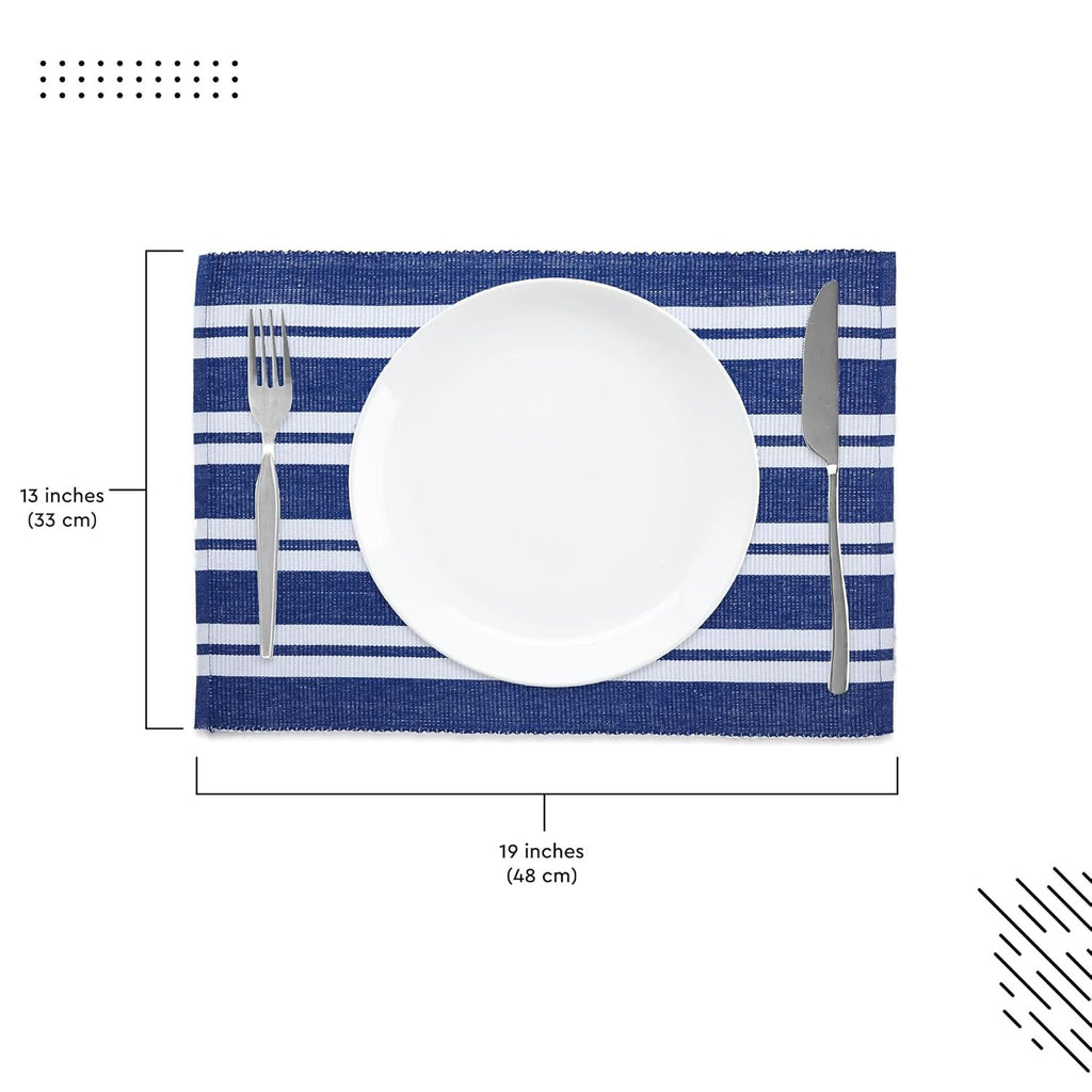 Tafelplacemats – geribbeld katoen, hittebestendig – 48x32 cm, set van 6