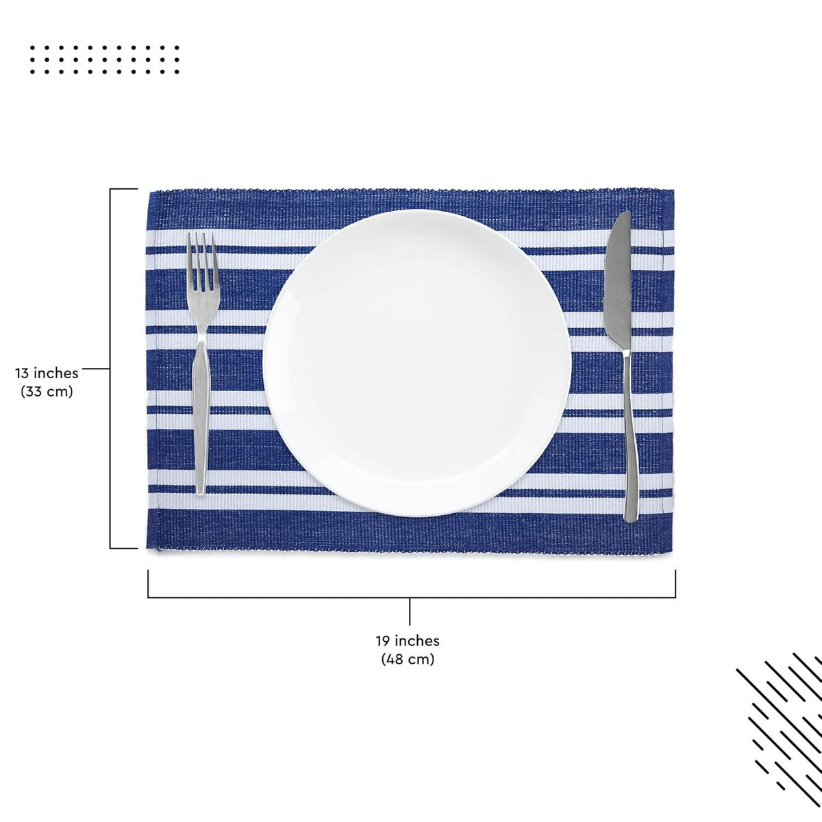 Tafelplacemats – geribbeld katoen, hittebestendig – 48x32 cm, set van 6