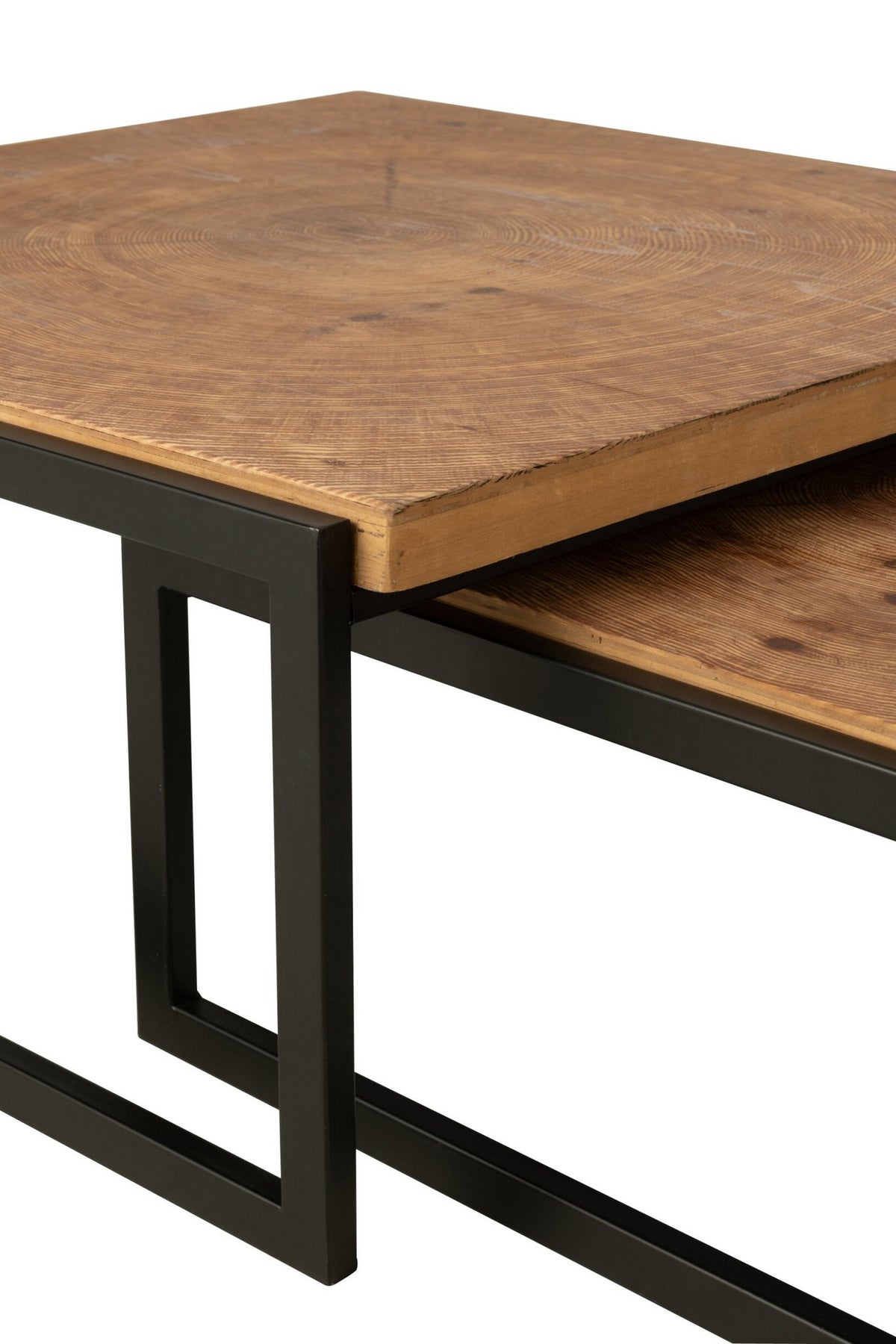 J-Line salontafel Dos - hout - naturel/zwart - set van 2