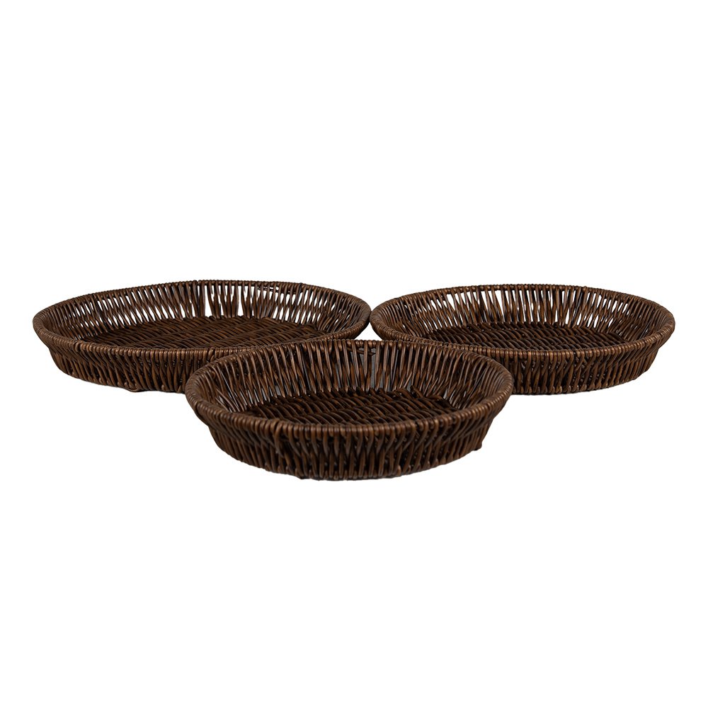 Serveerschalen Set van 3 Ø 28 / Ø 25/ Ø 22 cm Bruin Kunststof