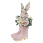 Decoratie Beeld Konijn 13x13x23 cm Beige Roze Kunststof