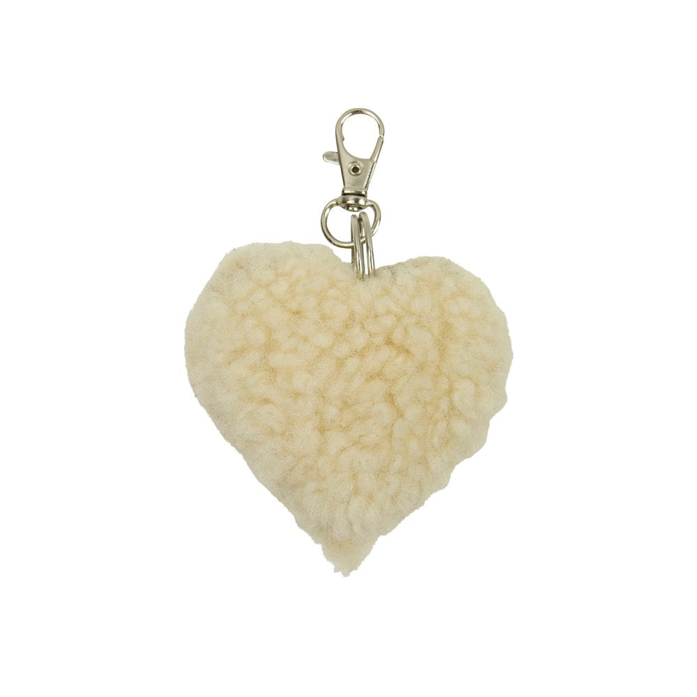 Schaap wit sleutelhanger hart 5cm