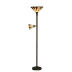 Tiffany Vloerlamp Ø 38x178 cm Beige Bruin Glas Tiffany Lampen