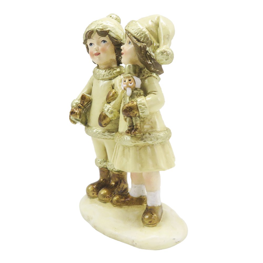 Beeld Kinderen 15 cm Beige Goudkleurig Polyresin Kerstdecoratie