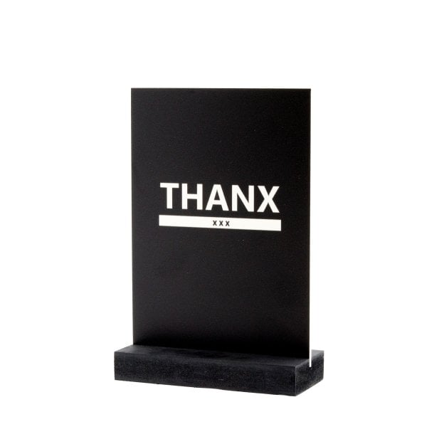 Decoplaatje - Thanx - met houder