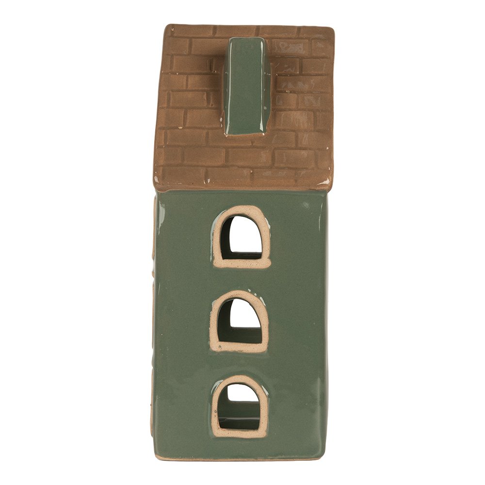 Waxinelichthouder Huis 9x8x19 cm Groen Keramiek