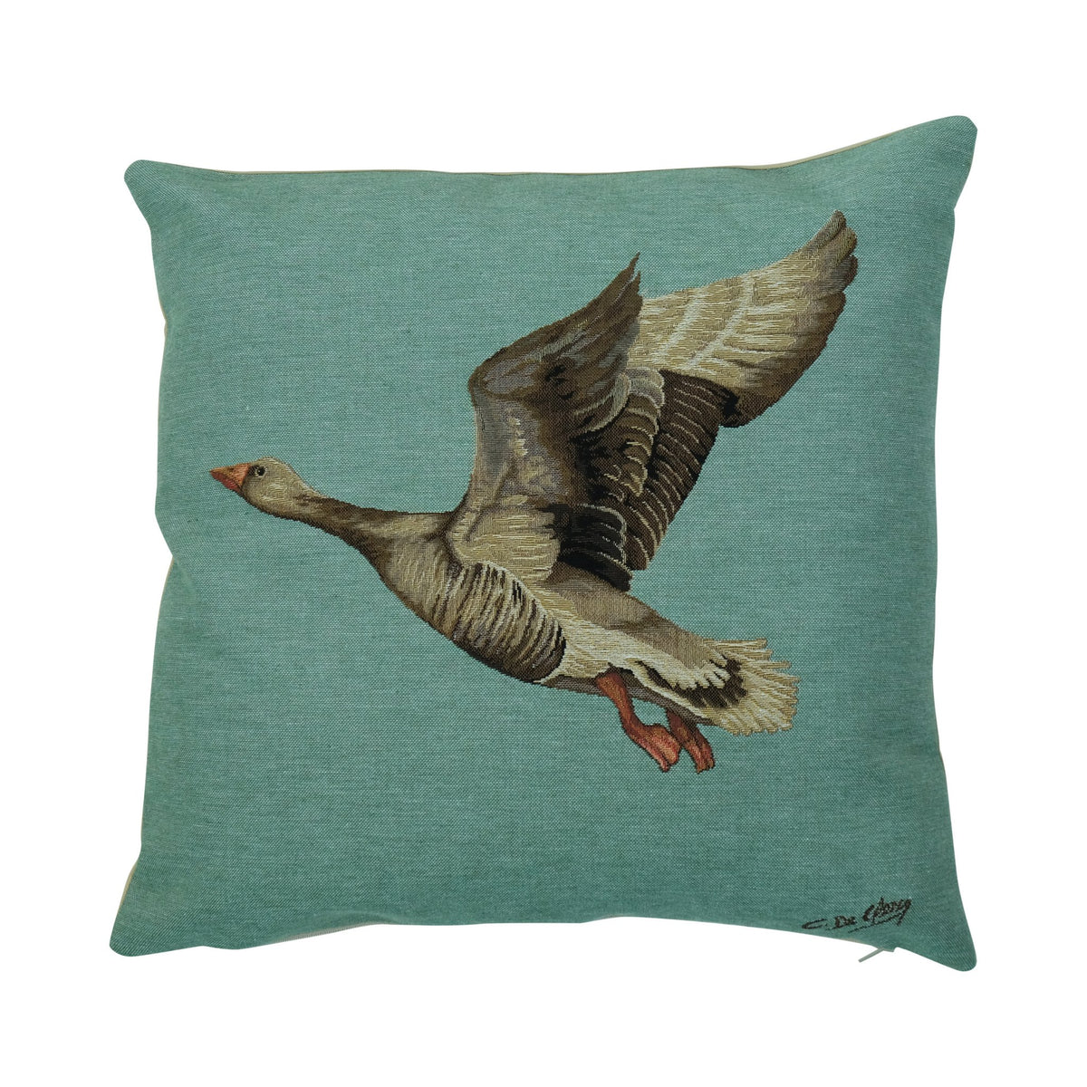 Gobelin kussen grauwe gans hoog 45x45cm