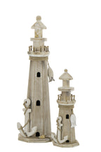 J-Line decoratie Vuurtoren - hout/touw naturel - L
