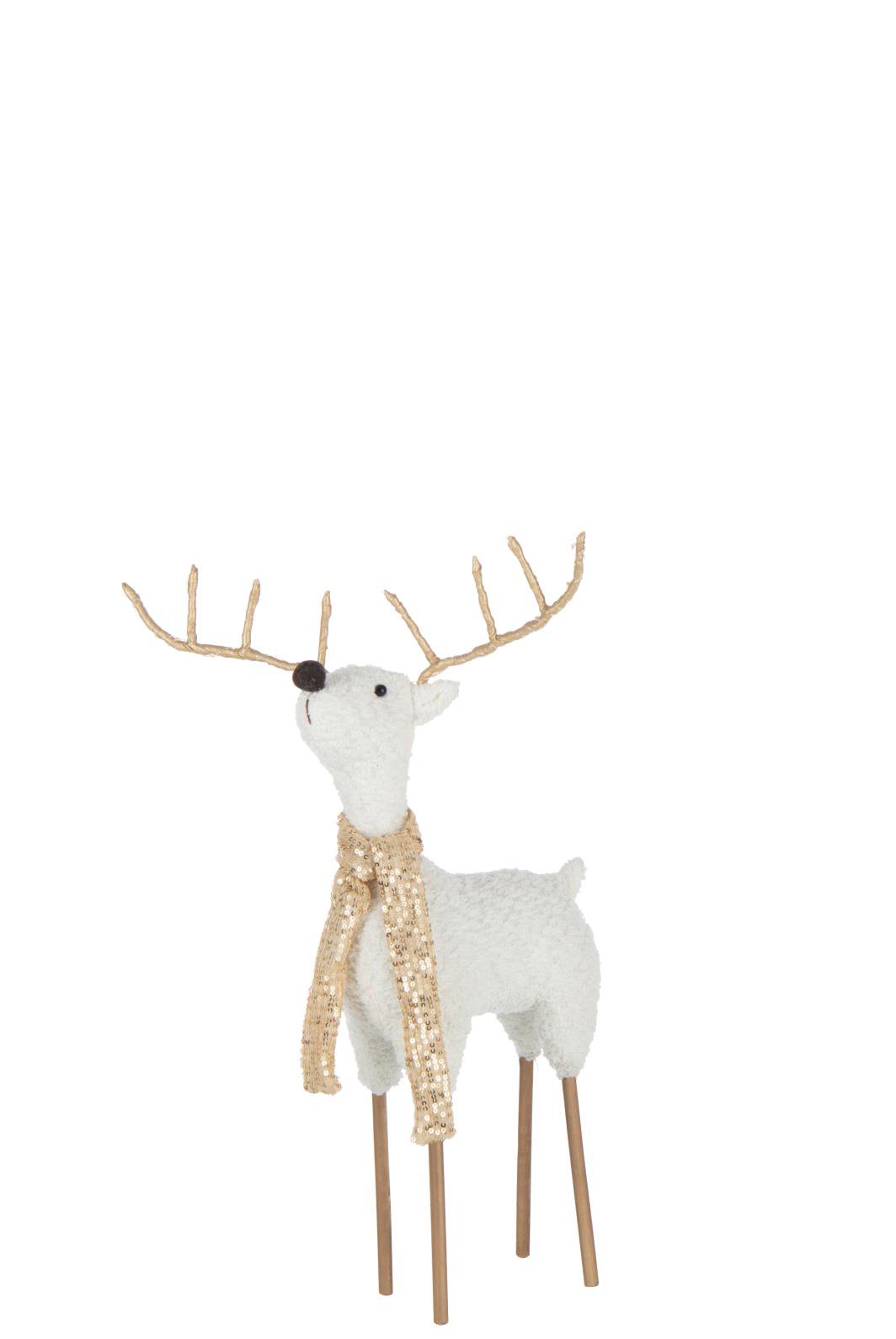 J-Line figuur Rendier Sjaal - polyester - wit/goud - S
