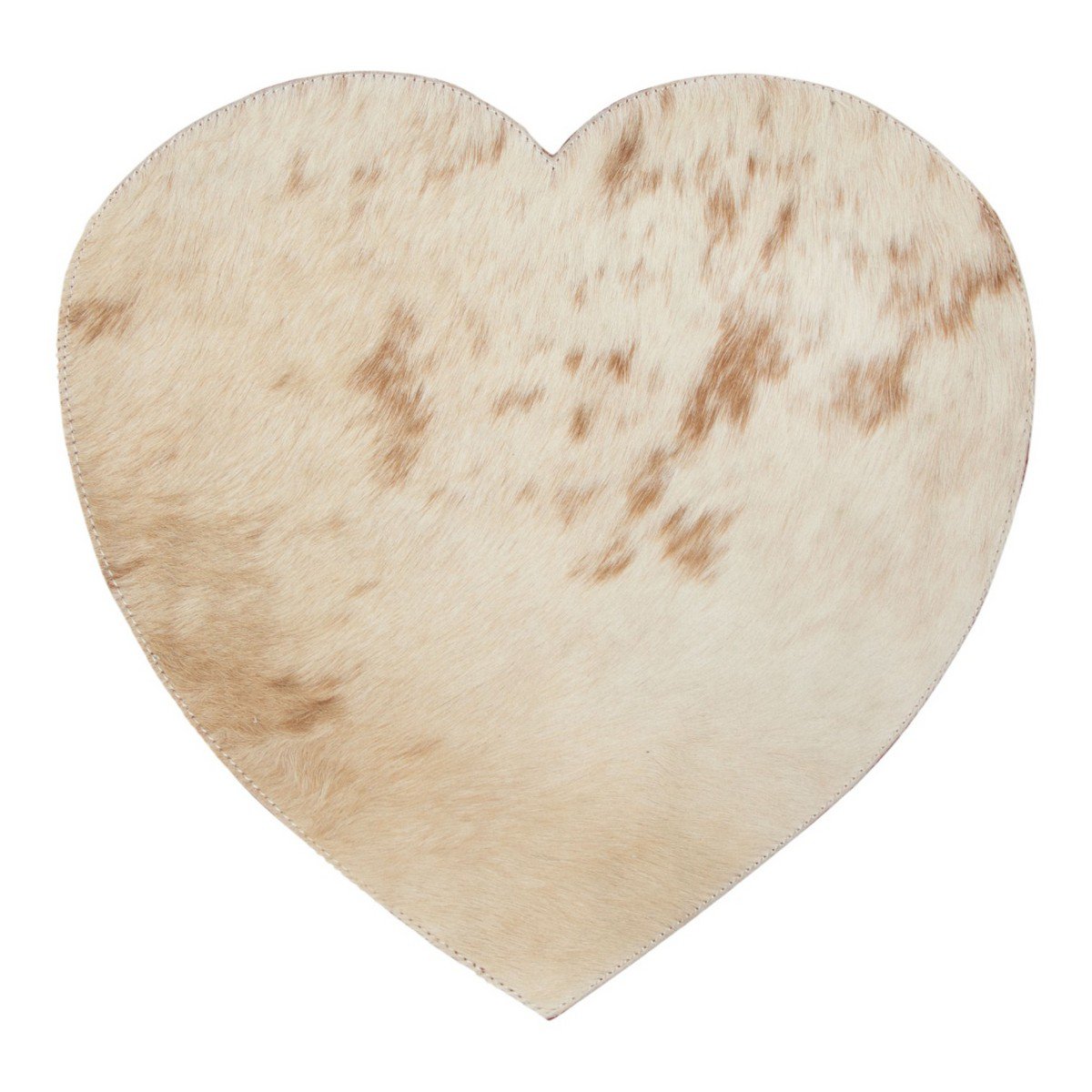 Placemat koehuid hart bruin/wit 39cm