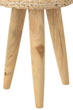 J-Line kruk Rond - hout/waterhyacint - naturel