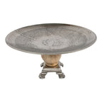 Dienblad op voet zilver hout h29 d55,5