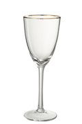 J-Line glas rode wijn Gouden Rand - glas - transparant/goud