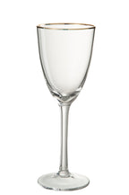 J-Line glas rode wijn Gouden Rand - glas - transparant/goud