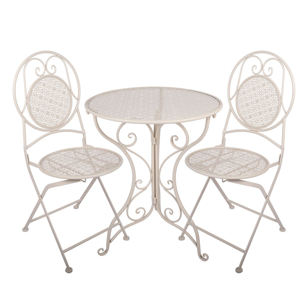 Bistroset Bistrotafel Bistrostoel 3-delig Ø 60x74 / 50x40x92 cm Wit Metaal